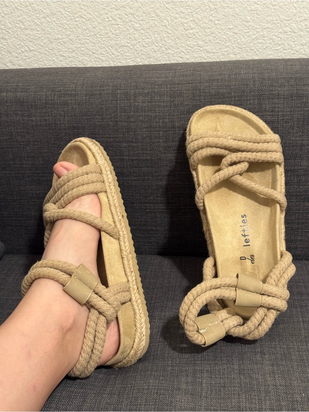 Beige Rope Slide Unisex Sandals 10” length